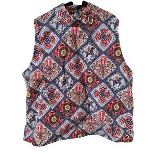 VTG womens Handmade Western High Neck Sleeveless Top Sz S, Rodeo, Horse